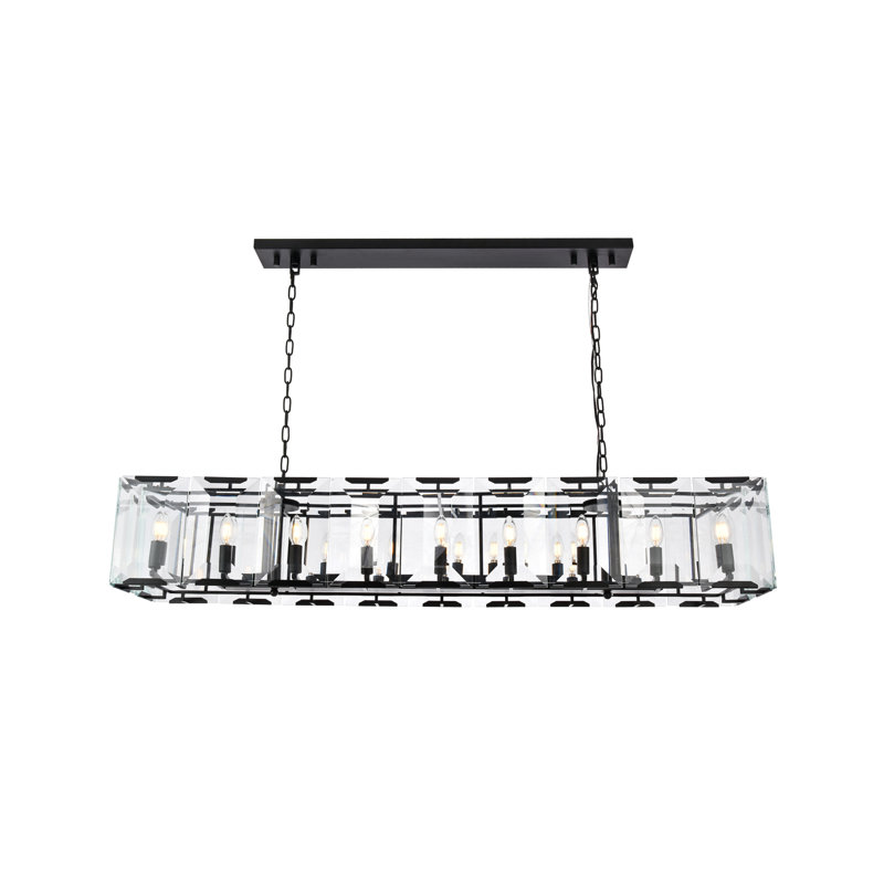 Luminaire suspendu linéaire pour îlot de cuisine 18 lumières Fouke, Dos plat