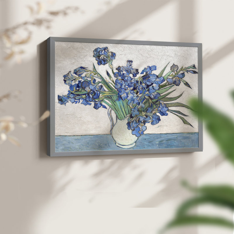 Iris bleu - impression encadrée - réarmable, Gris, H 16 po x l 20 po