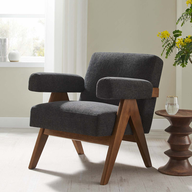 Fauteuil Lyra, Polyester 100 % gris foncé