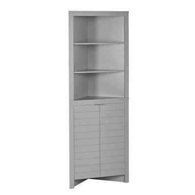 Grande armoire de rangement de coin avec tablettes ouvertes