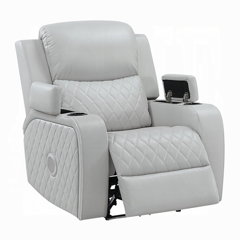 Fauteuil inclinable électrique Ely avec DEL, cuir synthétique gris clair Ely