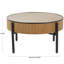 Table de bout en bois à lattes fabriquée à la main avec pieds noirs-1917371479