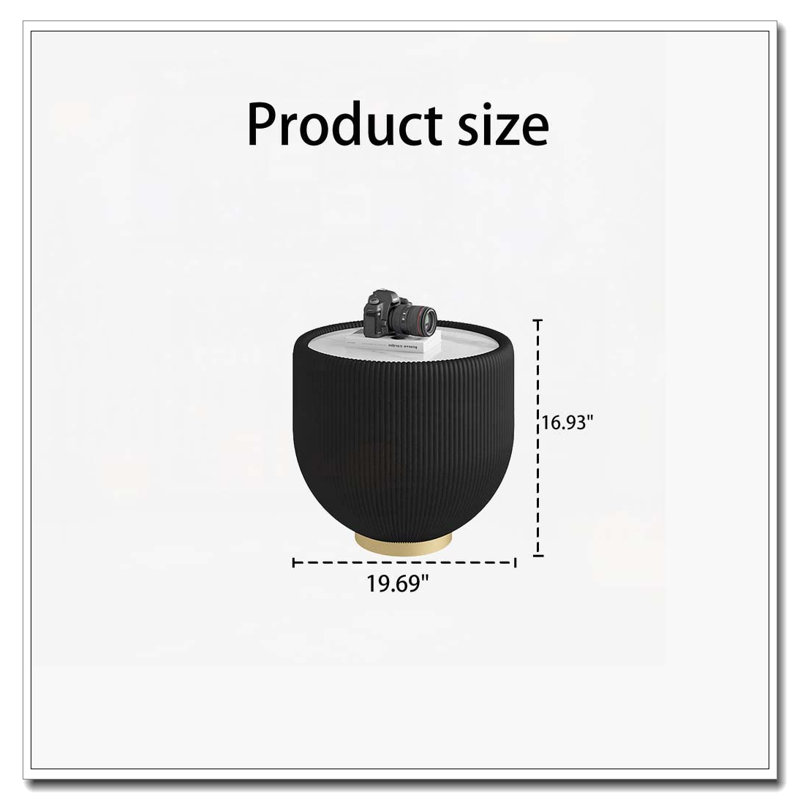 Table basse en forme de tasse, H 16,93 po x L 19,69 po x l 19,69 po, Noir