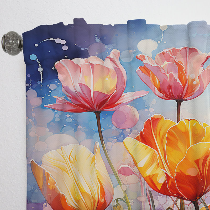 Tulipes célestes multicolores Sartori la nuit I - Rideau traditionnel en velours - obscurcissant - 1 panneau