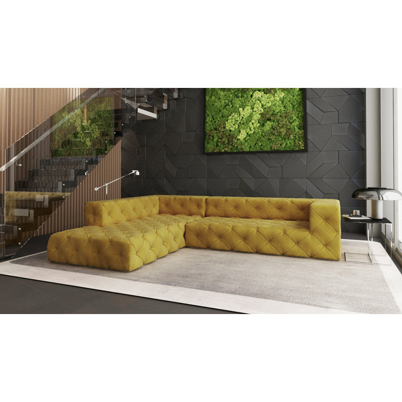 Annmarie Chesterfield Corner Sofa, Gold, Left Hand Facing