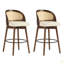 Tabouret de bar d'intérieur en bois Como, avec revêtement, ensemble de 2