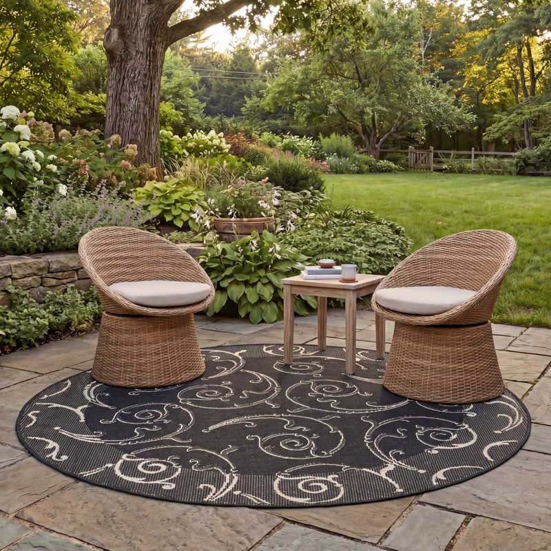 Tapis d'intérieur / extérieur Darryl-James, Rond 5 pi 3 po