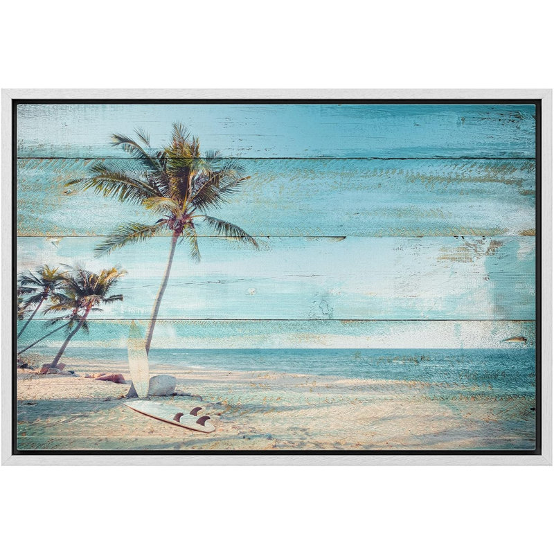 Panneau de bord de mer effet de plage tropical palmier océan numérique moderne Art Decor floral botanique, H 16 po x l 24 po