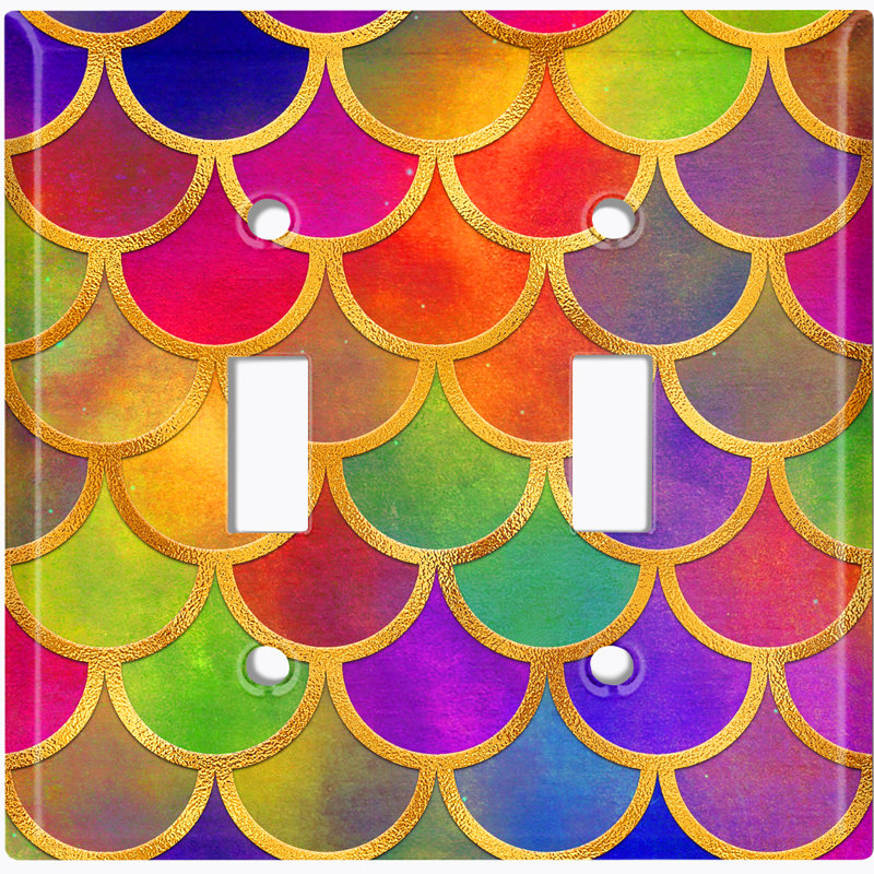 Plaque murale interrupteur à bascule Mermaid, Orange / mauve / vert