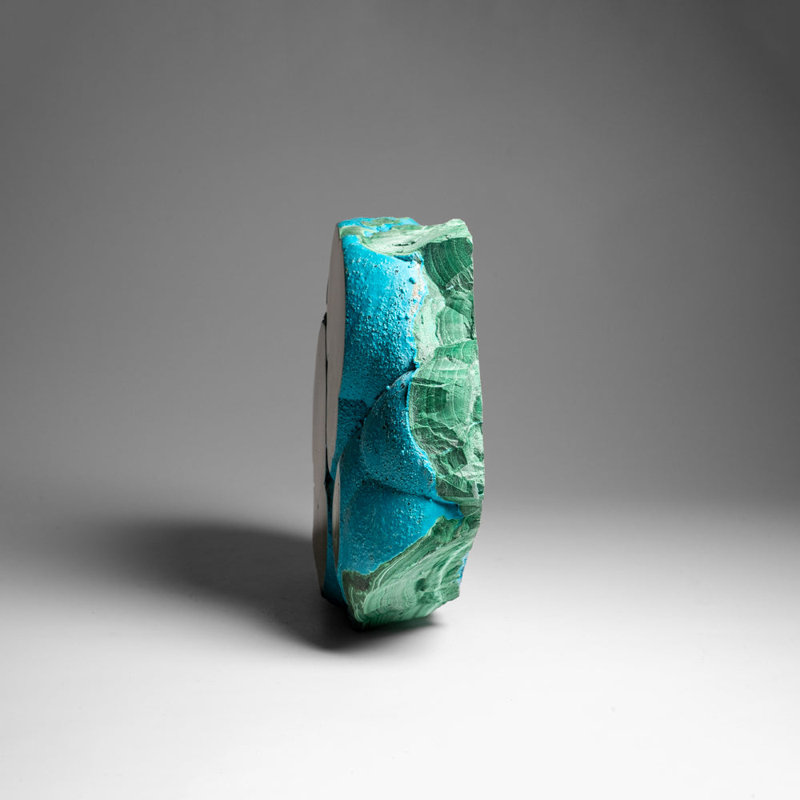 Genuine Polished Malachite With Chrysocolla Stalactite Slice (5.2 Lbs)