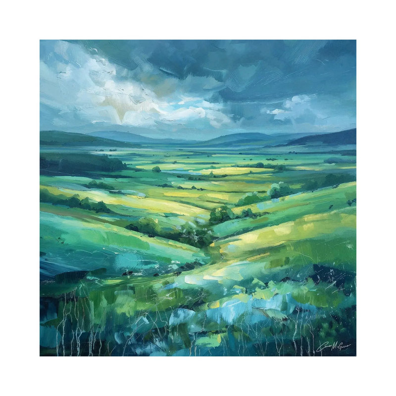Irish Hills and Vallys - reproduction d'art murale encadrée, Toile tendue, Ne s’applique pas, H 18 po x l 18 po