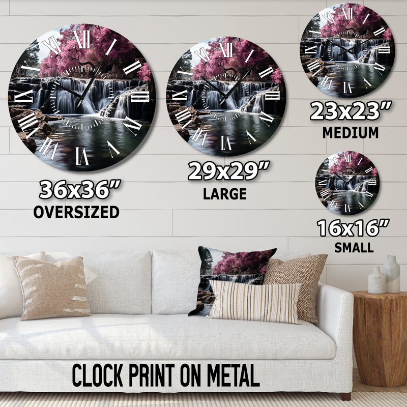Horloge murale rose et grise, Grand