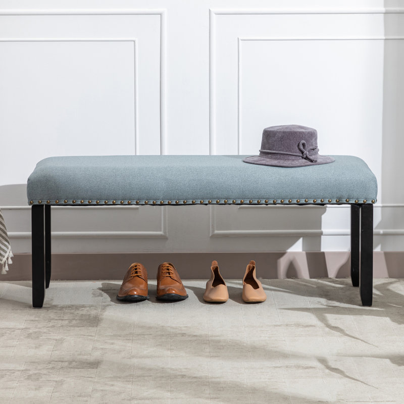 Syne Linen Upholstered Bench, Light Green