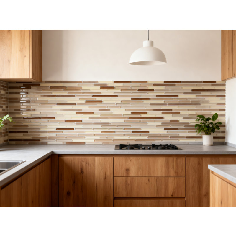New Era Interlocking 12" x 12" Glass Brick Joint Mosaic Tile, Brown