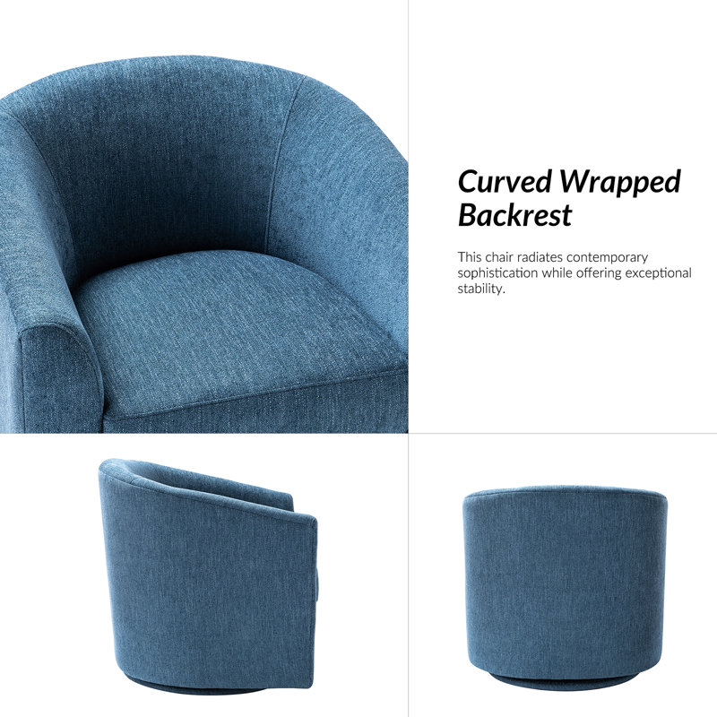 Fauteuil d'appoint pivotant rembourré Amiir, Indigo