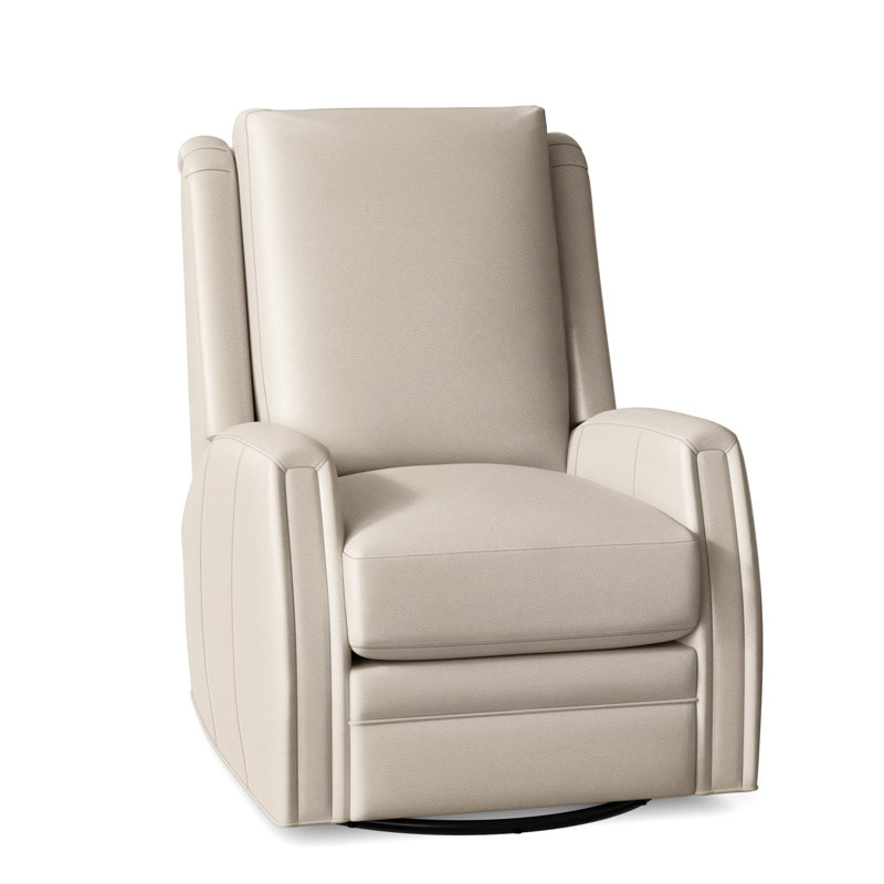 Lockhart Recliner, Swivel Glider with Manual Recline & Inside Release, No Nailhead, Alpine Dark Grey Genuine Leather