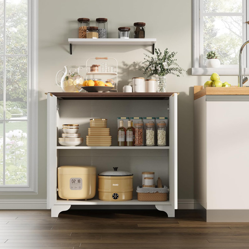 Armoire à café, Noyer/blanc