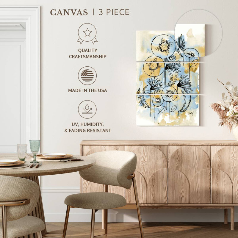 Yellow and Blue Blooms II, 45" H x 28" W