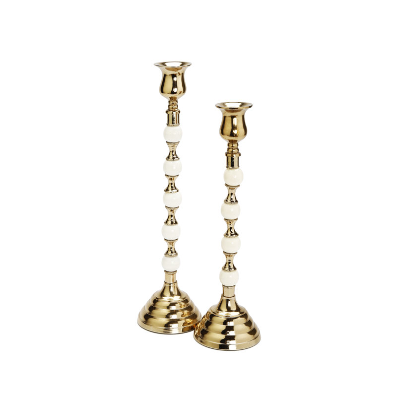Ceramic Tabletop Candlestick, 12" H x 3" W x 3" D