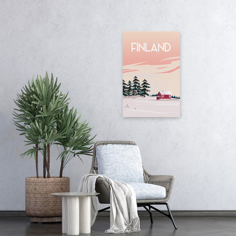 Illustration finlandaise de voyage - Finlande II, H 24 po x l 16 po