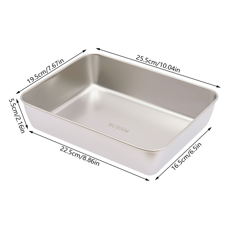 Plat de cuisson rectangulaire en acier inoxydable