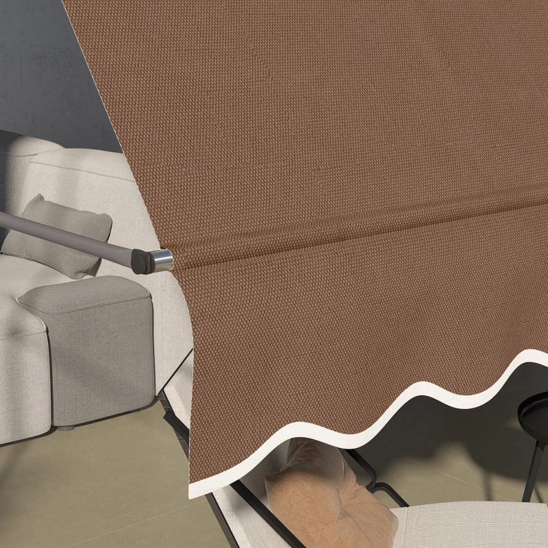Auvent de terrasse rétractable en polyester Outsunny D, H 118,1 po x l 118,1 po x P 48 po, Café