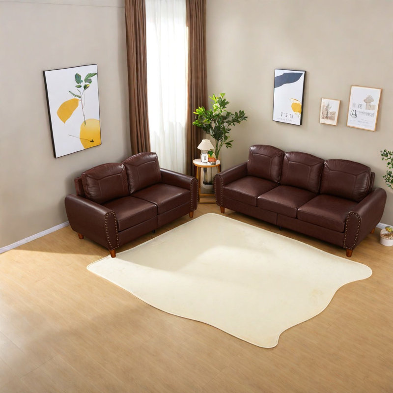 Premium 5 Seat Sofas, Breathable PU Leather, Rolled Arm Style for Home