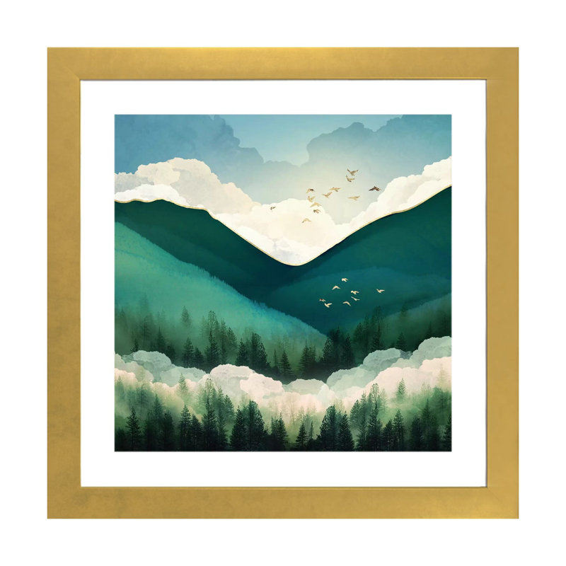 Emerald Hills - Imprimé, H 24 po x l 24 po x p 1 po, Encadré en papier doré