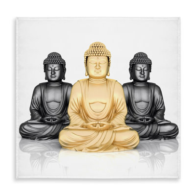 Trio of Buddhas Tablecloth - White Ethnic Livingroom Decor