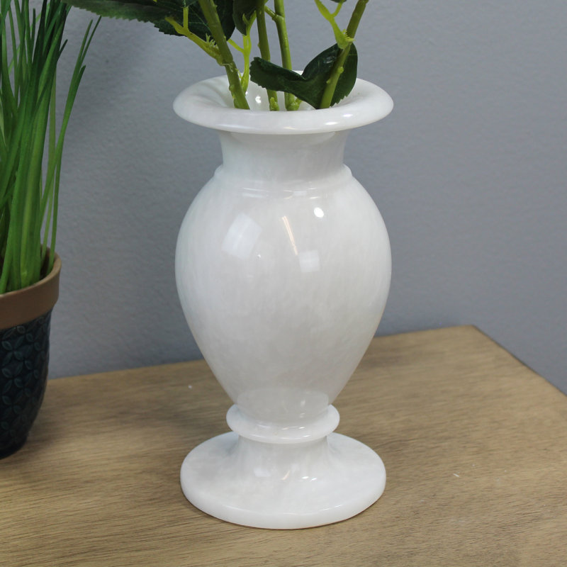 Vase de table en marbre décoratif fabriqué main Teo, Blanc