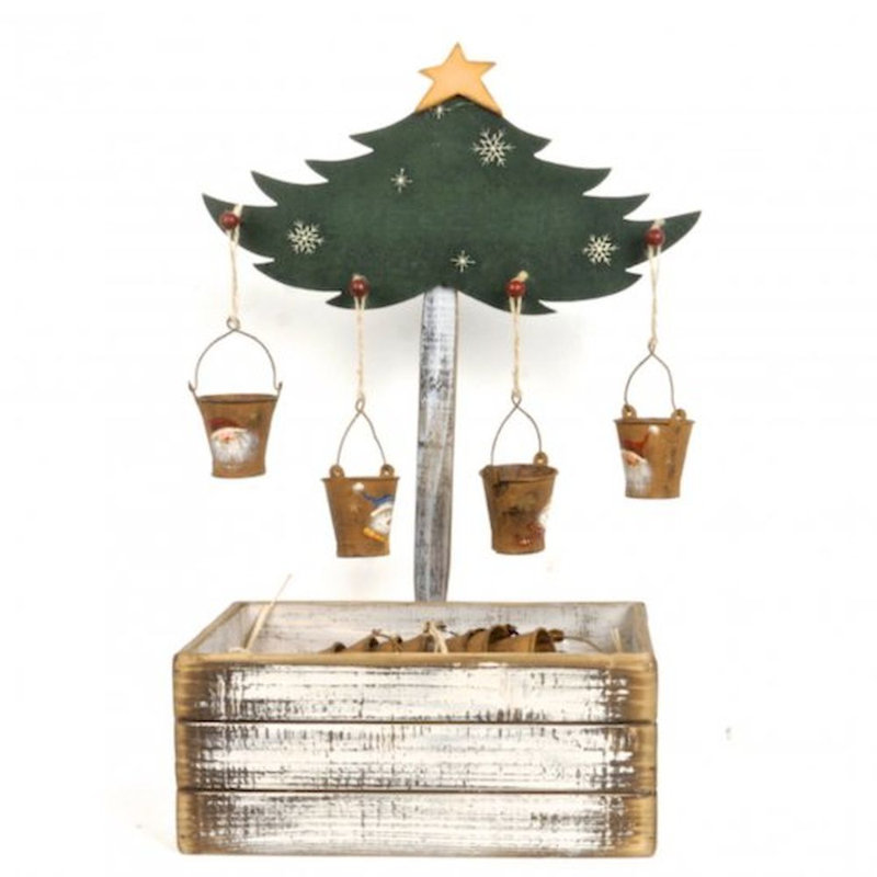Support d’arbre artificiel avec 24 seaux rustiques
