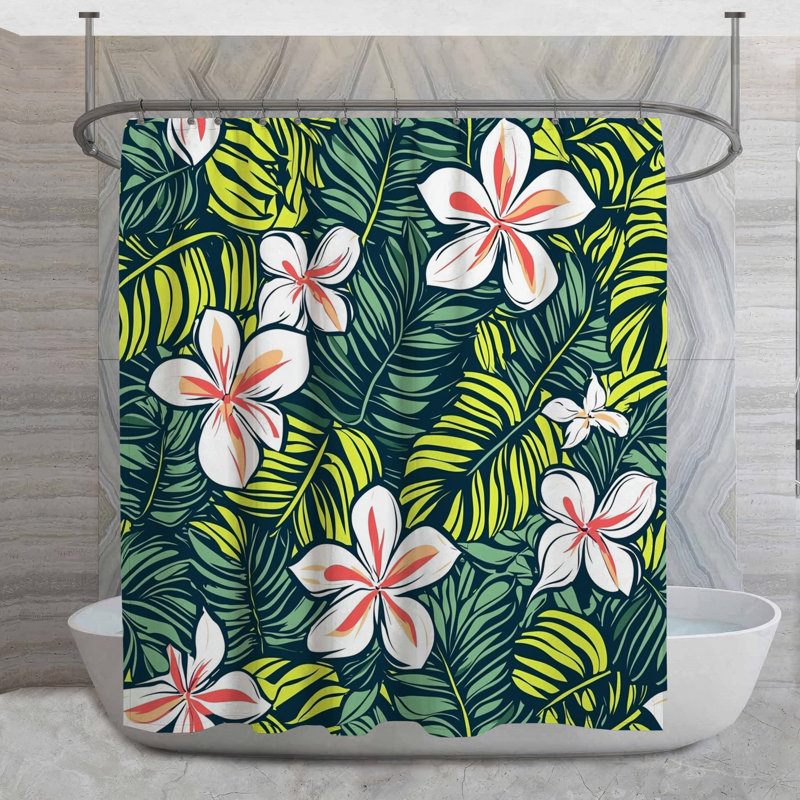 Rideau de douche Tropical Leaves, H 73 po x l 70 po