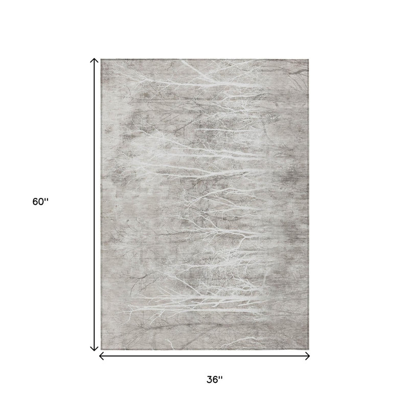 Tapis d'intérieur lavable extérieur argenté et gris 3 pi x 5 pi