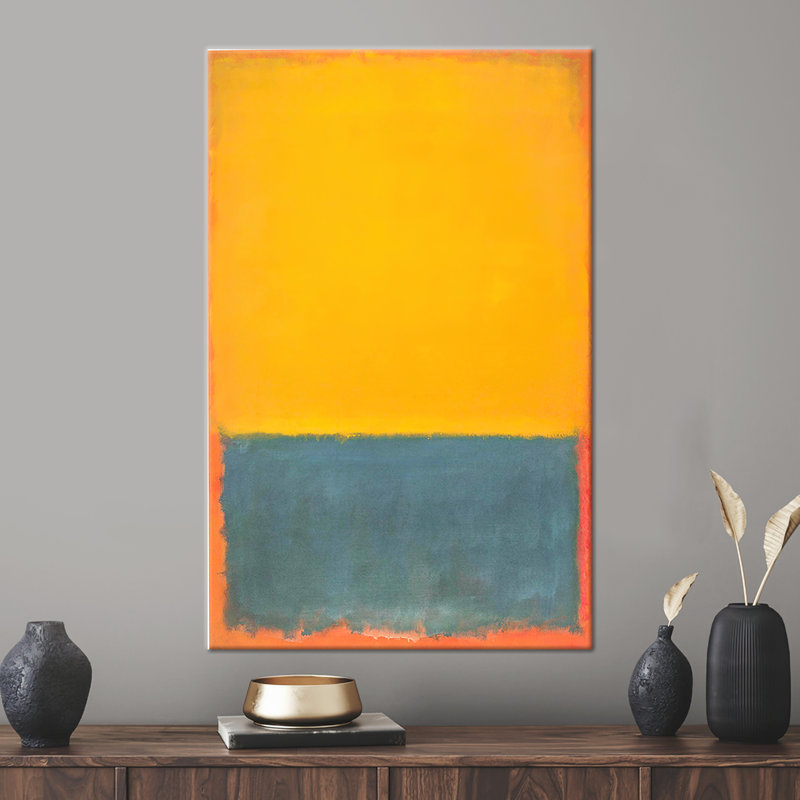 Art abstrait sur toile jaune et gris Mark Rothko, Ne s’applique pas, H 28 po x l 20 po, Toile tendue