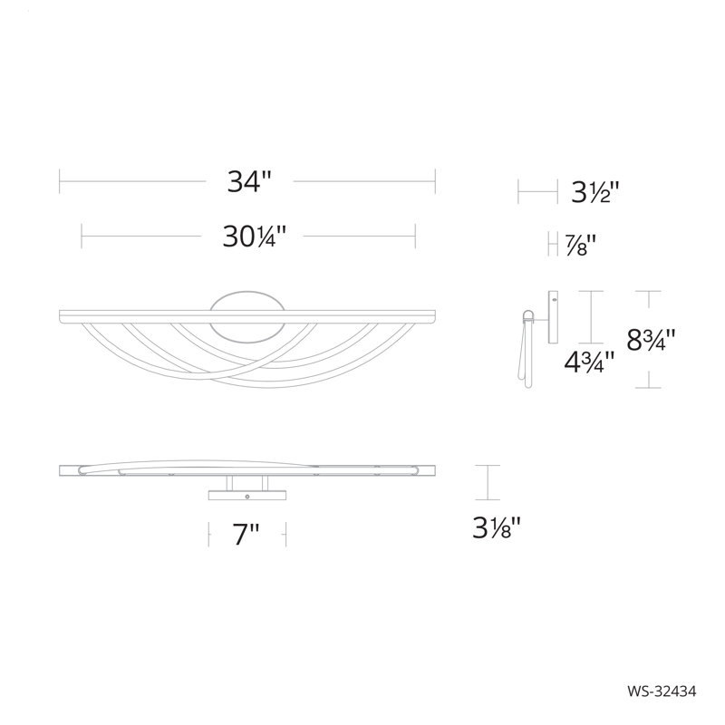 Swoop LED Bath Vanity & Wall Light, Brushed Nickel