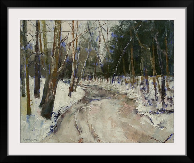 «Leyton Winter Creek» par Michael Creese - impression, H 20 po x l 23 po x P 1 po, Cadre noir