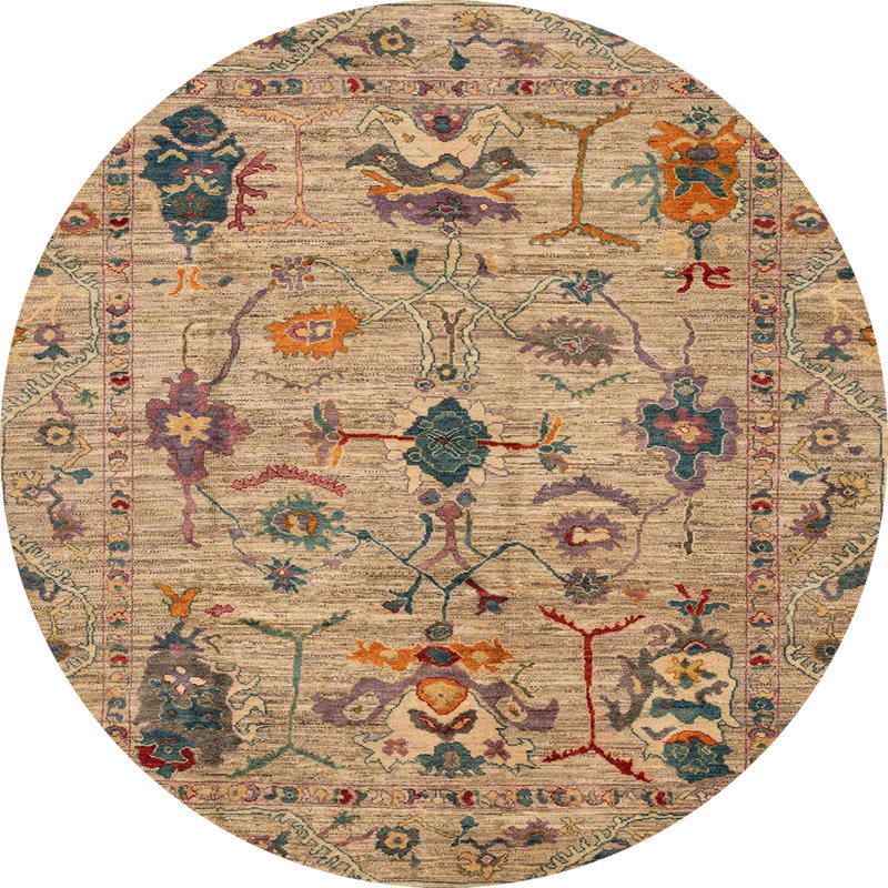 Tapis abstrait à motif abstrait moderne 4107, Rond 3 pi