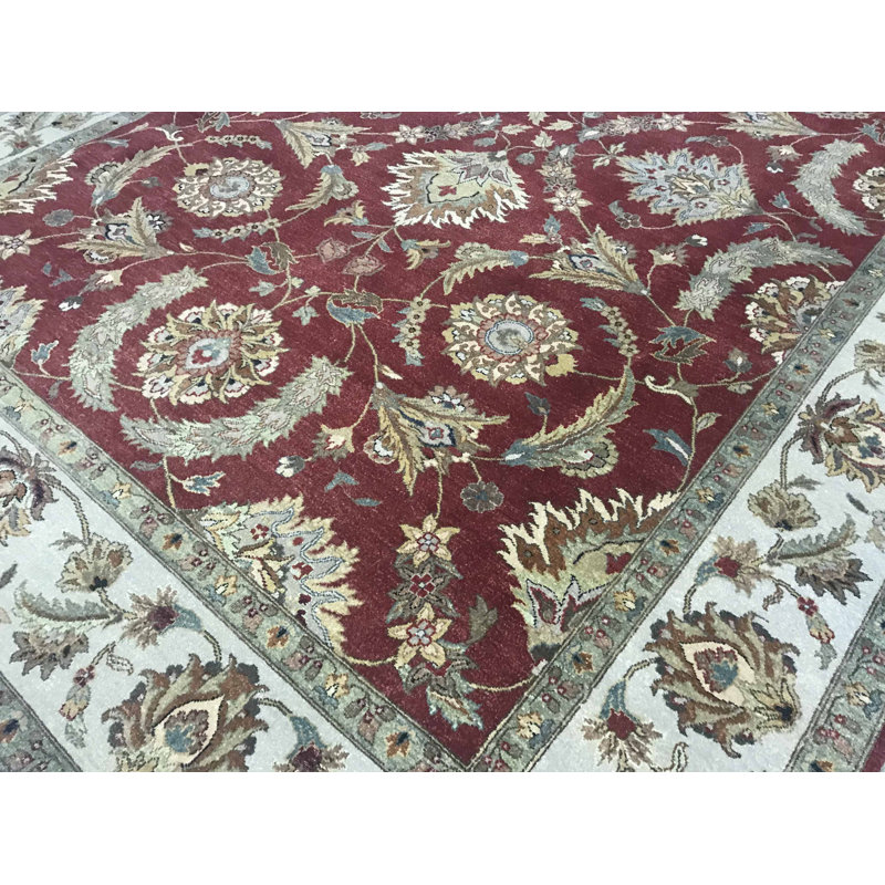 Tapis rouille et ivoire noué à la main de haute qualité
