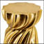 Tabouret d'appoint 14 x 14 x 18,7 po en magnésium doré avec motif sculptural tourbillon, table d'appoint contemporaine, présentoir décoratif ou siège supplémentaire