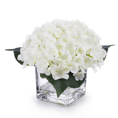 Silk Hydrangea Arrangement in Vase