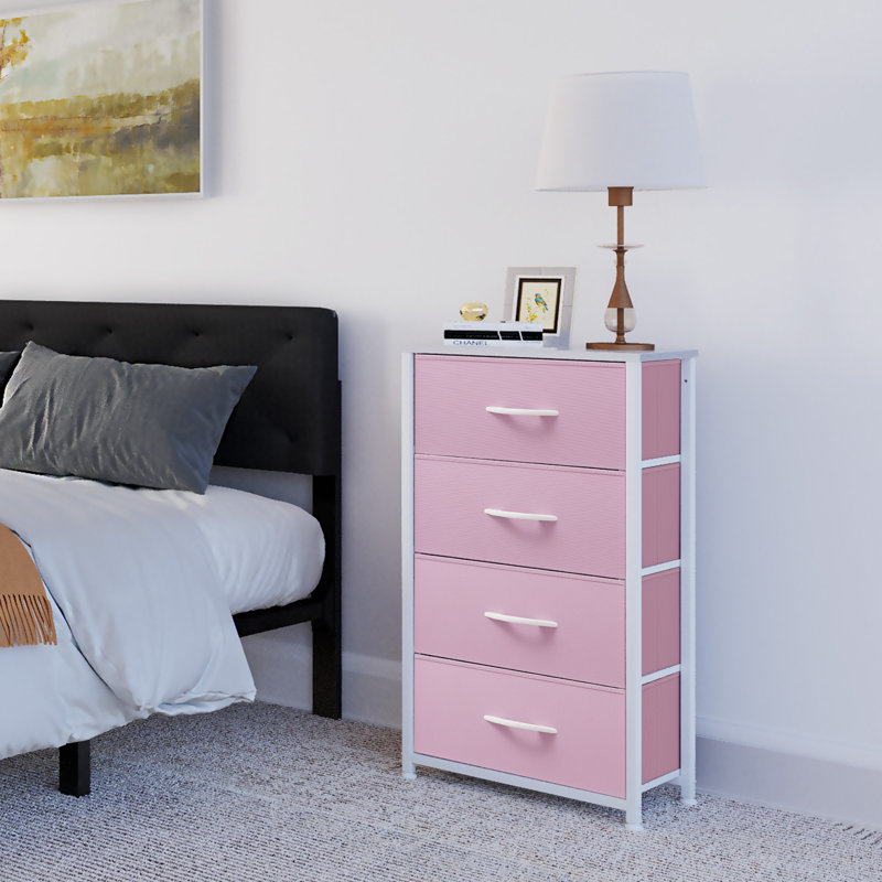 Commode pour la lingerie 4 tiroirs Kathiria, Pink/White