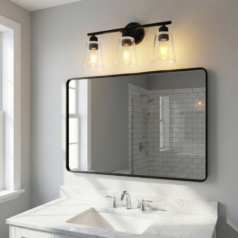 19 Inch 3-Light Black Modern Vanity Light , Matte Black, 3 Lights