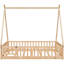Lit double avec garde-corps et style en bois de pin naturel fait pour la détente-1090958430