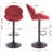 Red Bar Stools Of 2 - Adjustable Counter Height Chairs With Back And Footrest For Kitchen Pub, Metal Base, Fabric Covering, Foam Filled Comfort High Resilience Filling