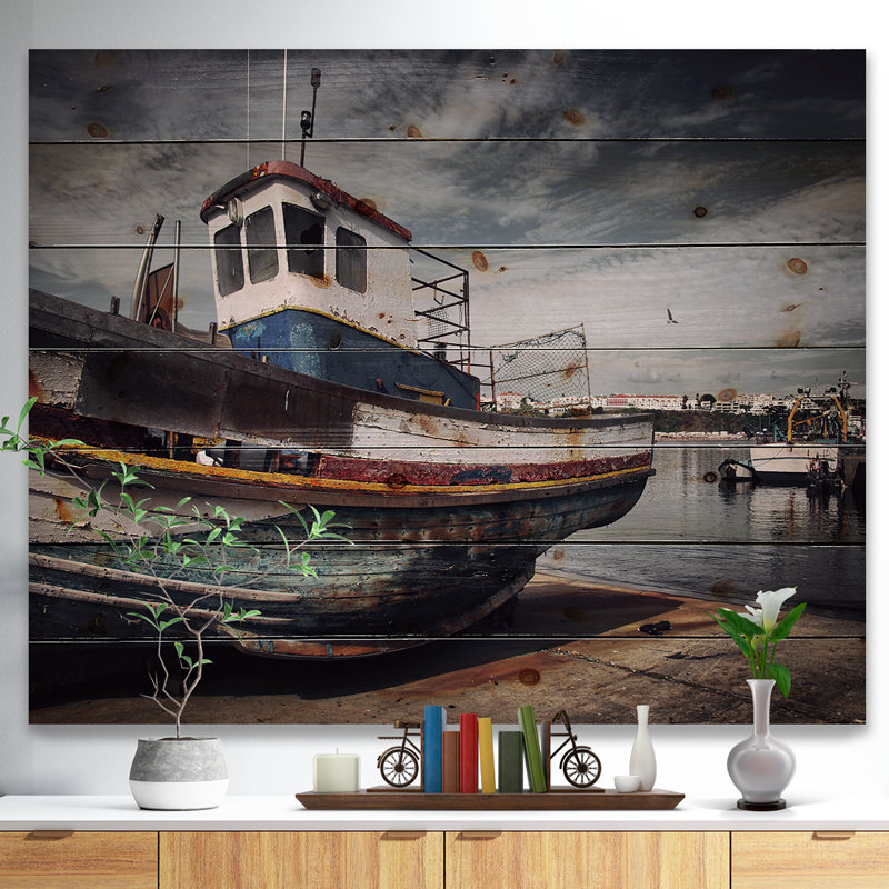 «Old Fishing Boat», photographie, Bois, H 30 po x l 40 po x P 1,5 po