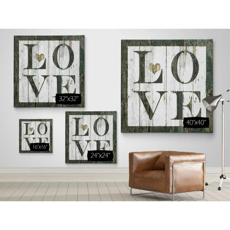 «Love», reproduction d'art textuel, H 40 po x l 40 po x P 1,5 po, Toile tendue