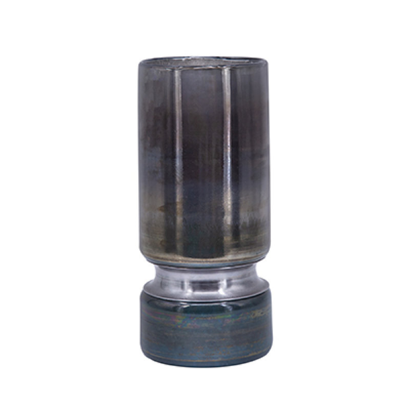 Aurian Glass;Steel Table Vase, 10.6" H x 4.7" W x 4.7" D