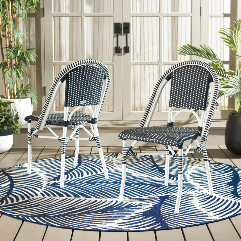 Ensemble de 2 chaises d'appoint Breyonna, Bleu marine/blanc