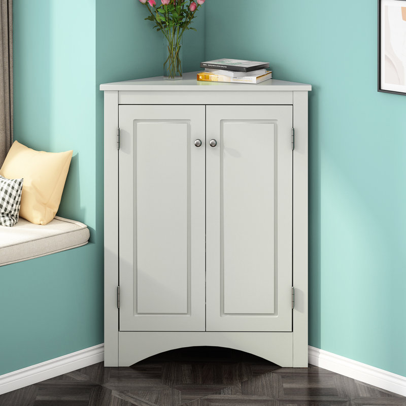 Grey Triangle Cabinet For Home - Adjustable Shelves Versatile Storage Bathroom Clean And Tidy, Gray