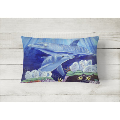 Dolphin Outdoor Reversible Throw Pillow